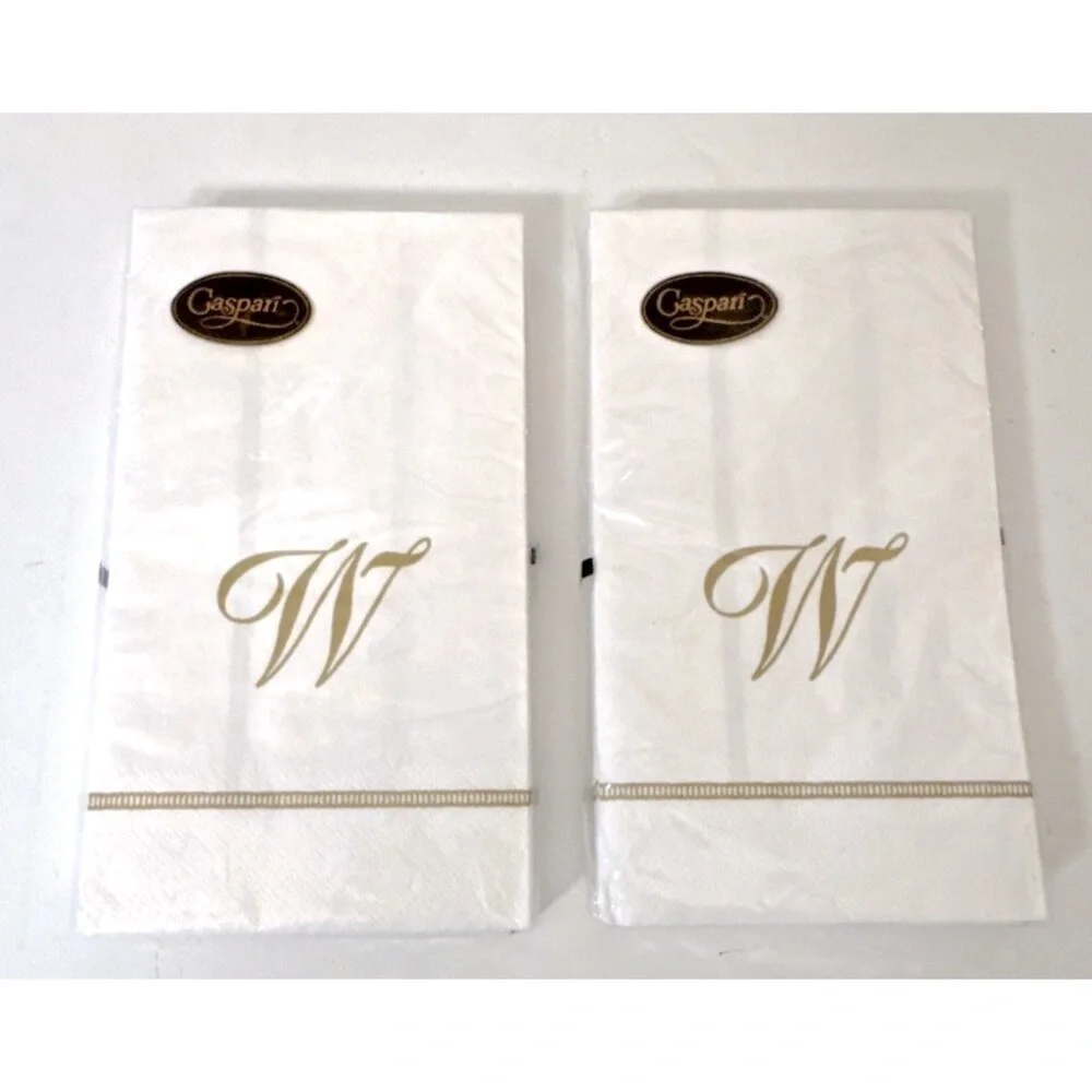 NEW!! 2 Packages of Caspari Paper Napkins With the Letter 'W' Hemstitch Script